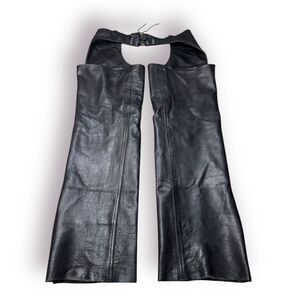 LOVE‎ Leathers Chaps Straight Leg Pants Size Large Zip Up Legs Corset Ties